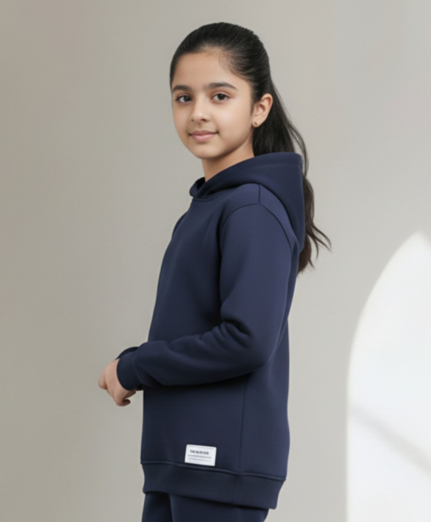 UNBOUND ESSENTIALS GIRLS FLEECE HOODIE - NAVY