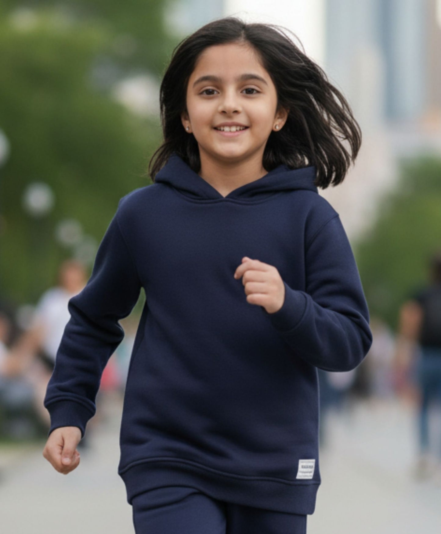 UNBOUND ESSENTIALS GIRLS FLEECE HOODIE - NAVY