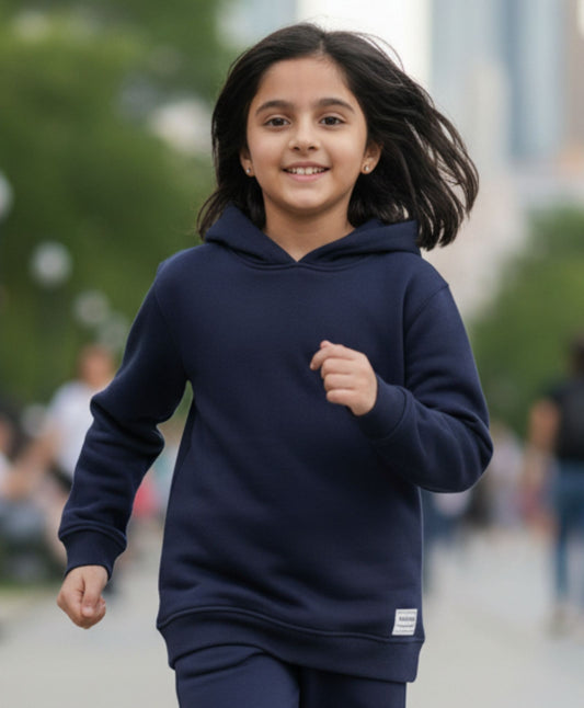 UNBOUND ESSENTIALS GIRLS FLEECE HOODIE - NAVY