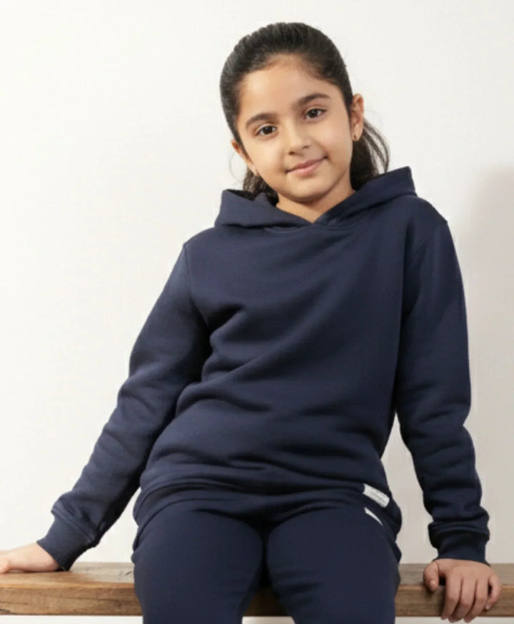 UNBOUND ESSENTIALS GIRLS FLEECE HOODIE - NAVY - Anthrilo 