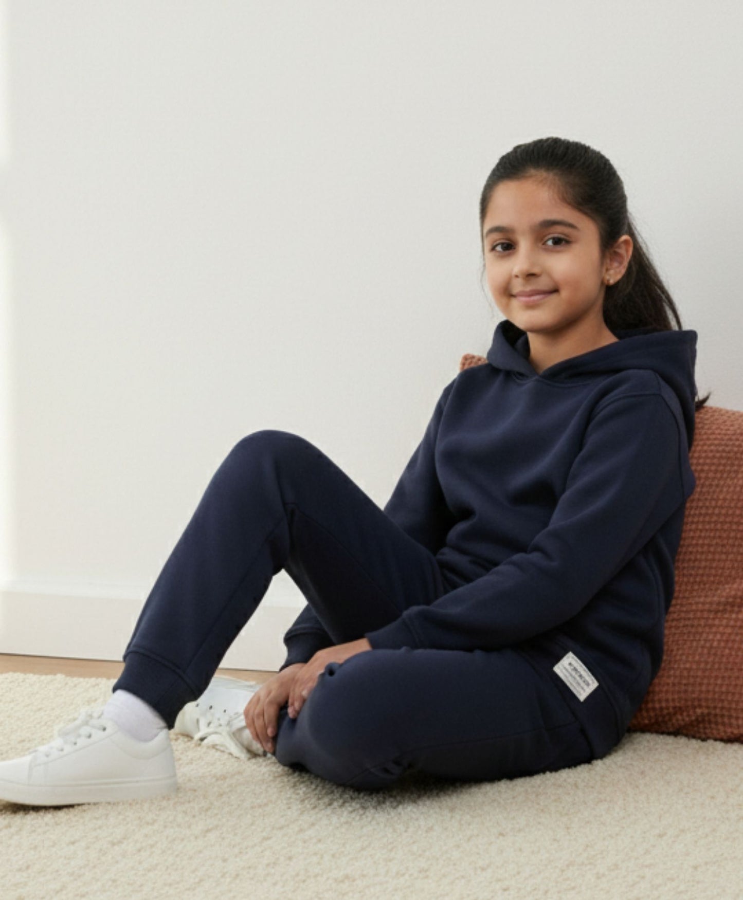 UNBOUND ESSENTIALS GIRLS FLEECE HOODIE - NAVY
