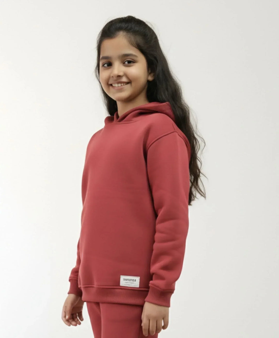 BEYOND BASIC GIRLS FLEECE HOODIE - WINE - Anthrilo 
