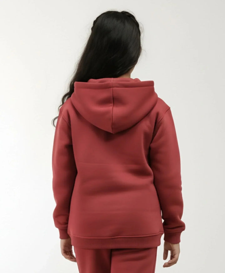 BEYOND BASIC GIRLS FLEECE HOODIE - WINE - Anthrilo 