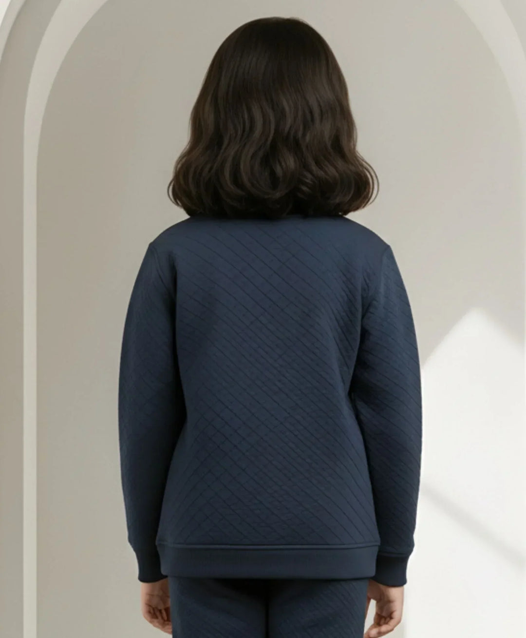 MINIMAL ESSENTIALS GIRLS FLEECE SWEATSHIRT - NAVY - Anthrilo 