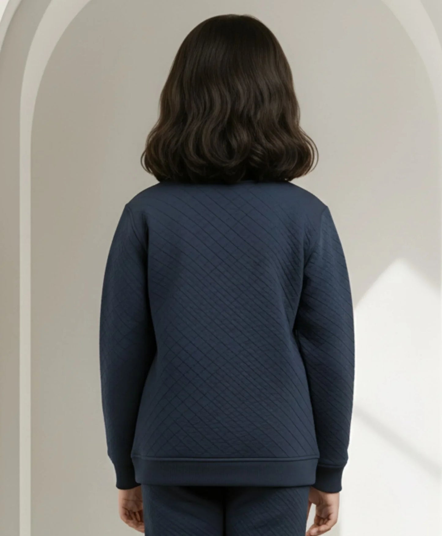 MINIMAL ESSENTIALS GIRLS FLEECE SWEATSHIRT - NAVY