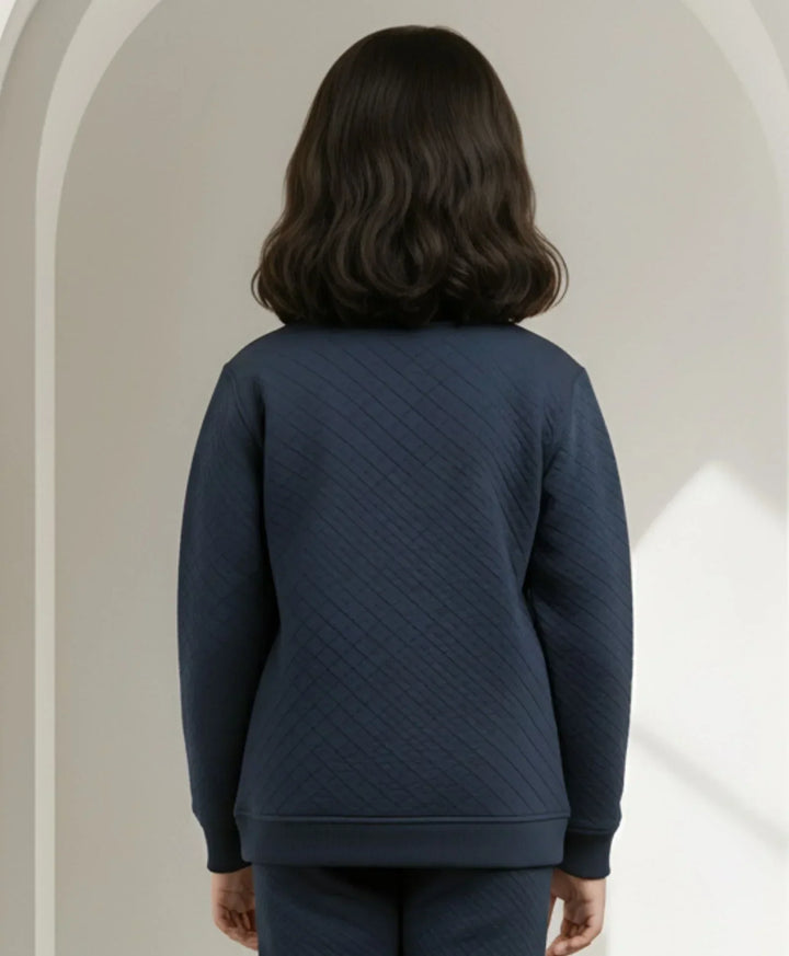 MINIMAL ESSENTIALS GIRLS FLEECE SWEATSHIRT - NAVY - Anthrilo 