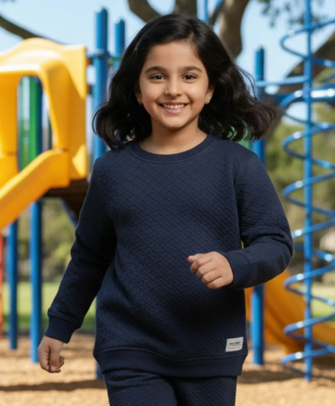 MINIMAL ESSENTIALS GIRLS FLEECE SWEATSHIRT - NAVY - Anthrilo 