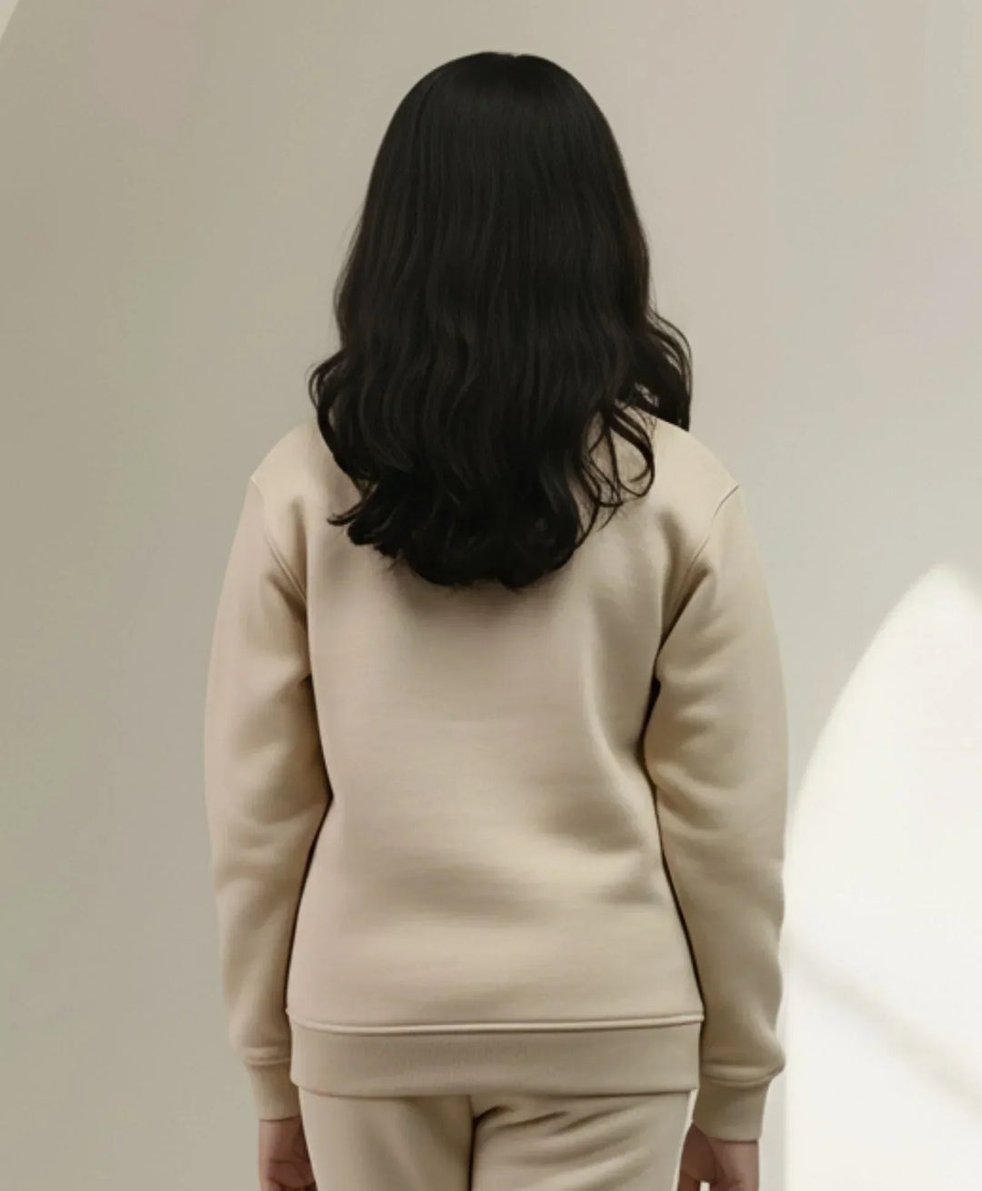NEW ESSENTIALS GIRLS FLEECE SWEATSHIRT - BEIGE - Anthrilo 
