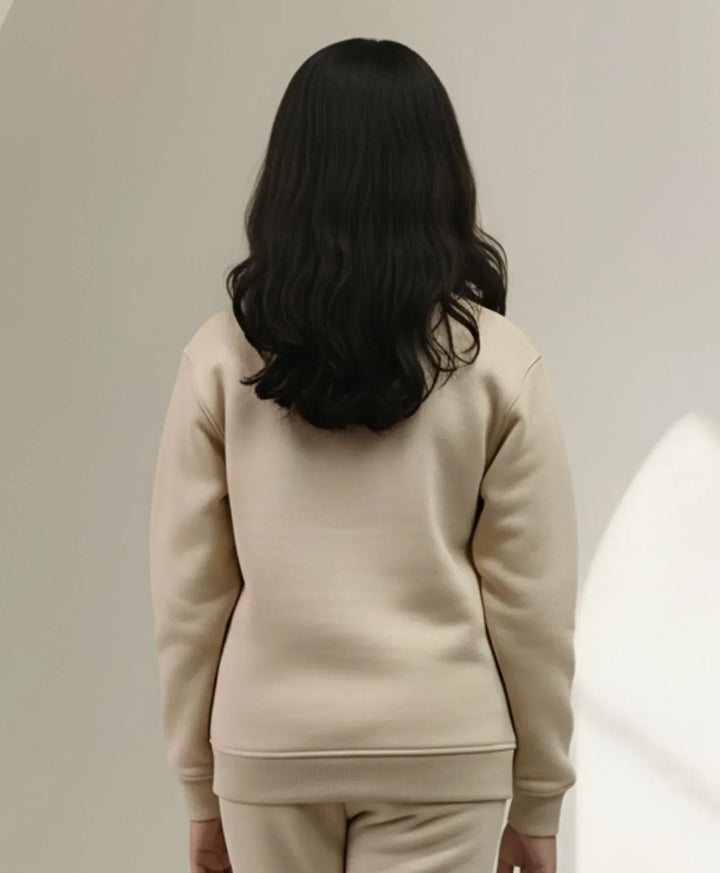 NEW ESSENTIALS GIRLS FLEECE SWEATSHIRT - BEIGE - Anthrilo 