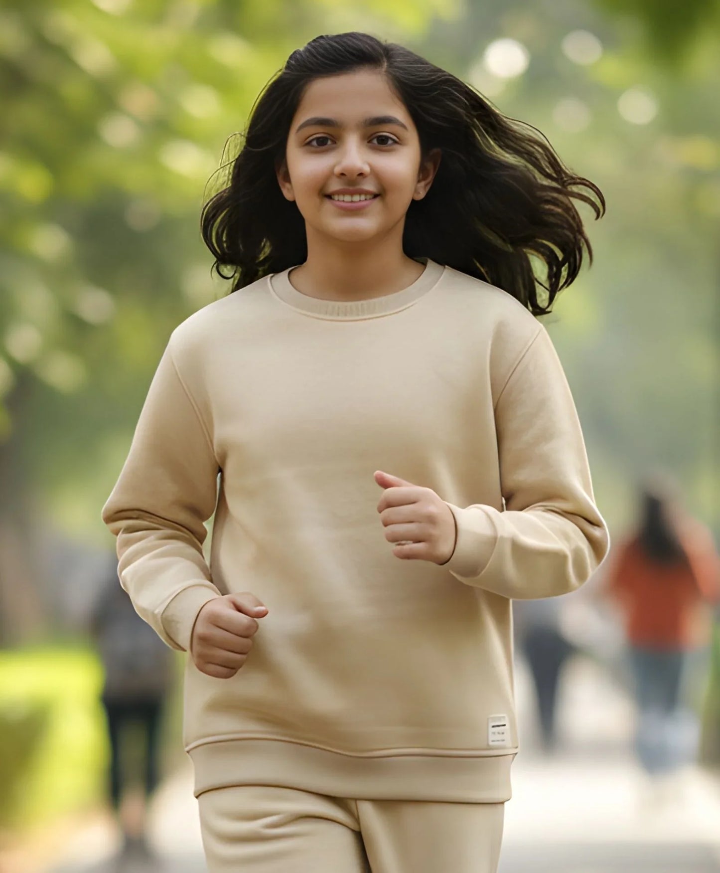 NEW ESSENTIALS GIRLS FLEECE SWEATSHIRT - BEIGE