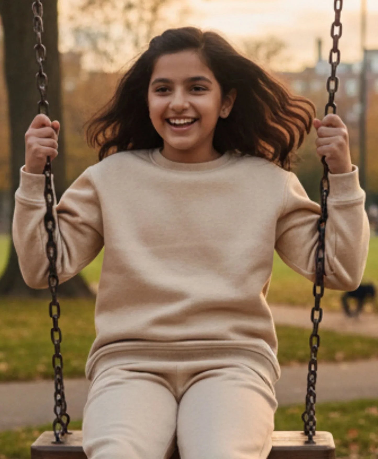 NEW ESSENTIALS GIRLS FLEECE SWEATSHIRT - BEIGE