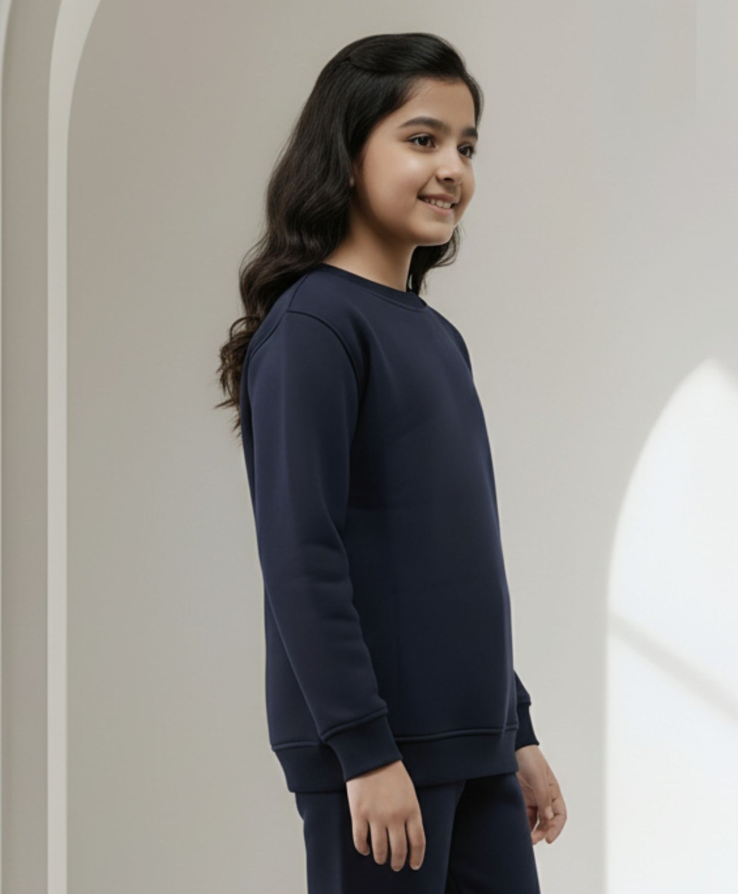 UNBOUND ESSENTIALS GIRLS FLEECE SWEATSHIRT - NAVY