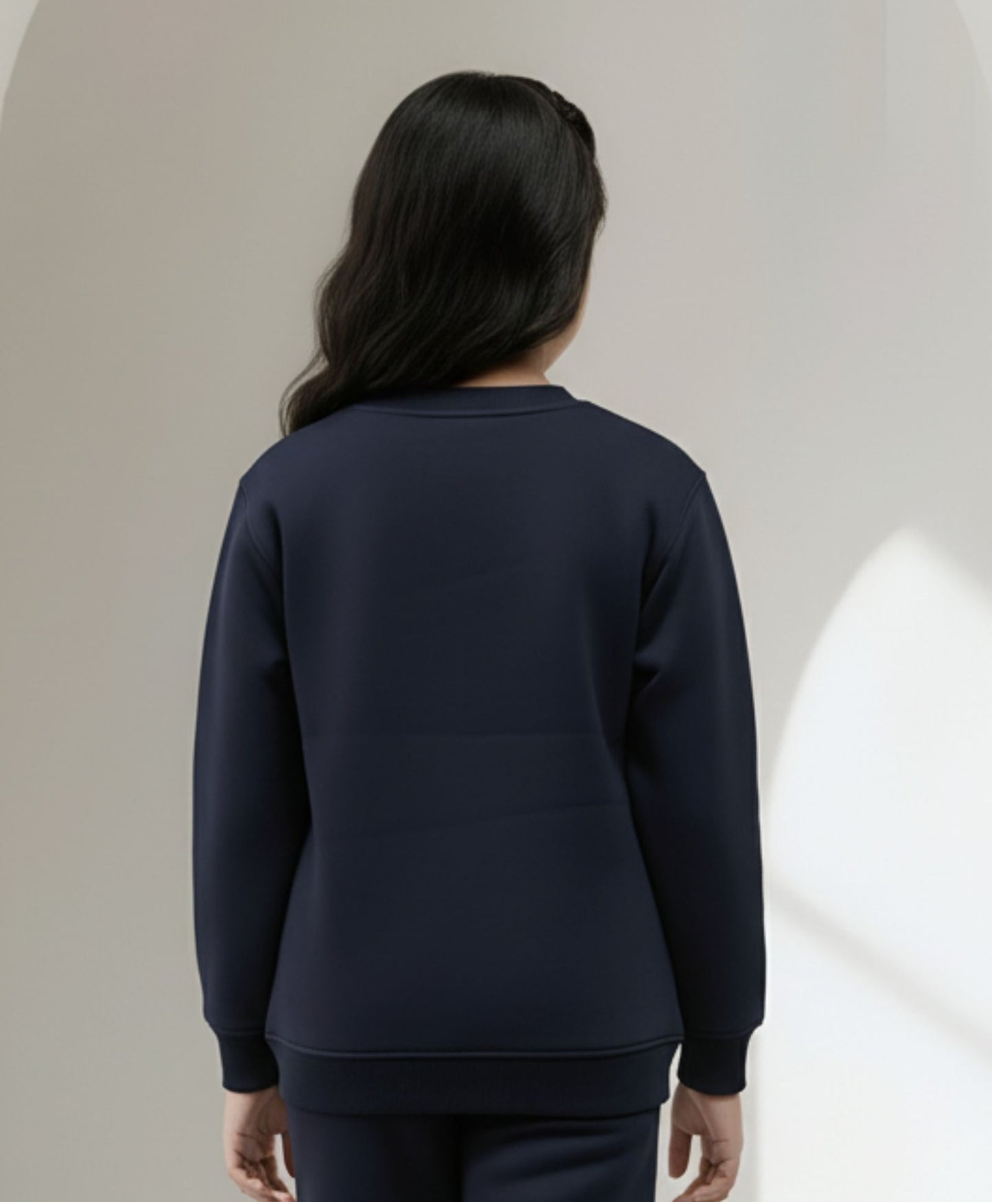 UNBOUND ESSENTIALS GIRLS FLEECE SWEATSHIRT - NAVY