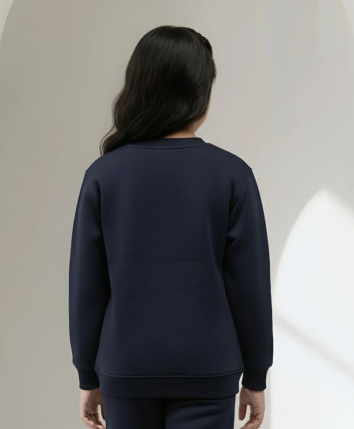 UNBOUND ESSENTIALS GIRLS FLEECE SWEATSHIRT - NAVY - Anthrilo 