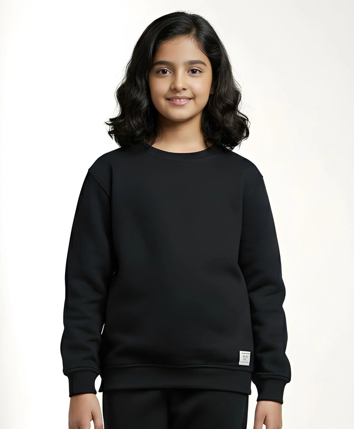 REBEL ESSENTIALS GIRLS FLEECE SWEATSHIRT - BLACK - Anthrilo 