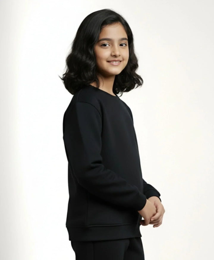 REBEL ESSENTIALS GIRLS FLEECE SWEATSHIRT - BLACK - Anthrilo 
