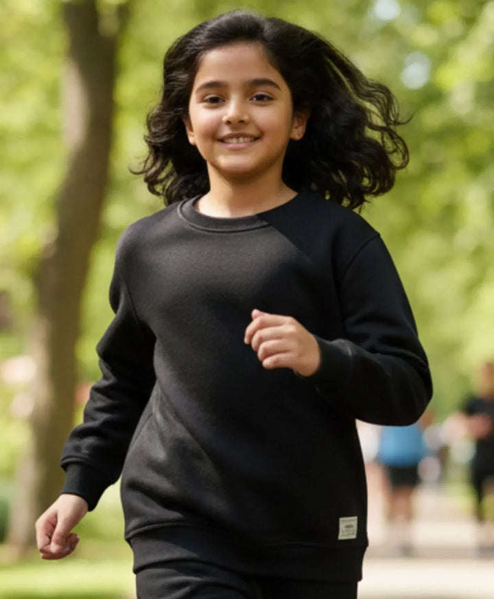 REBEL ESSENTIALS GIRLS FLEECE SWEATSHIRT - BLACK - Anthrilo 