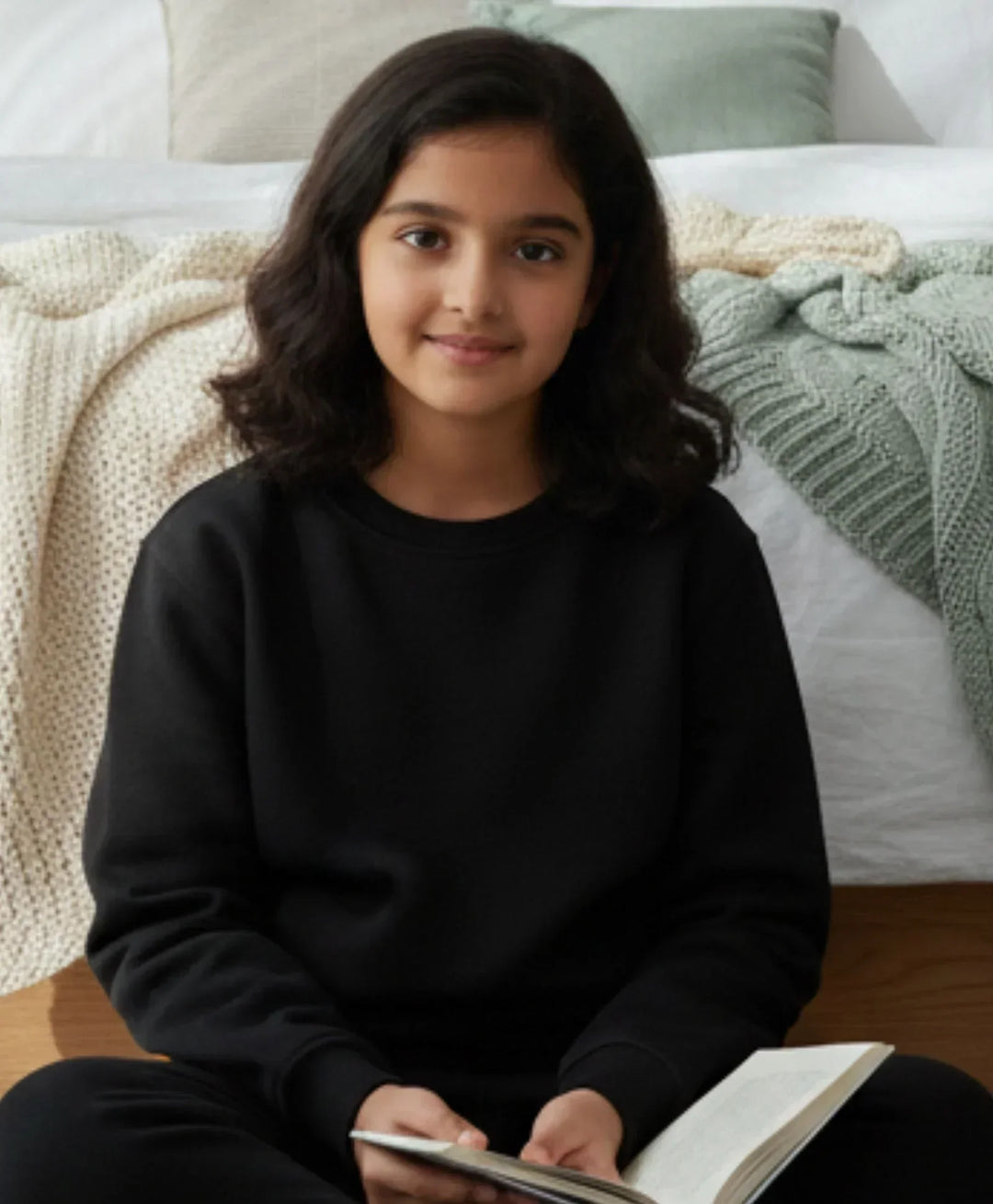REBEL ESSENTIALS GIRLS FLEECE SWEATSHIRT - BLACK - Anthrilo 