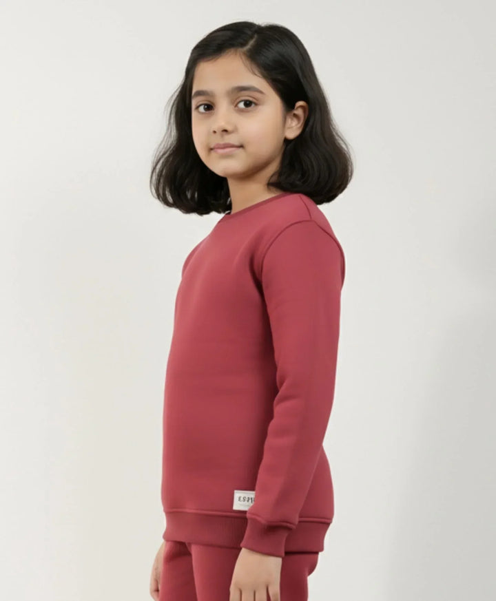BEYOND BASIC GIRLS FLEECE SWEATSHIRT - WINE - Anthrilo 