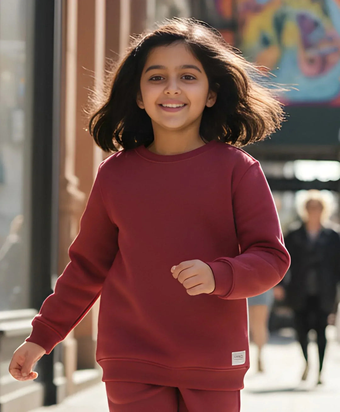 BEYOND BASIC GIRLS FLEECE SWEATSHIRT - WINE - Anthrilo 