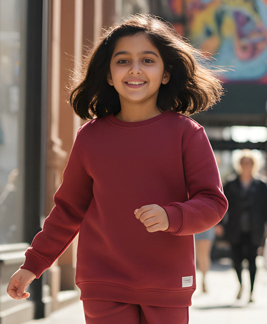 BEYOND BASIC GIRLS FLEECE SWEATSHIRT - WINE