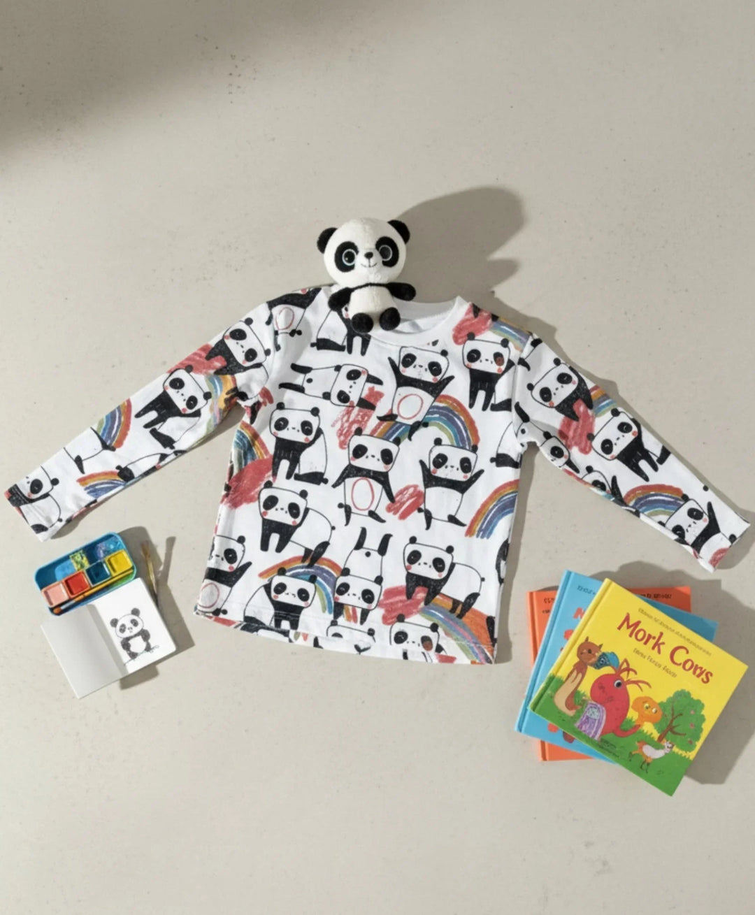PANDA LONG SLEEVES T-SHIRT - WHITE