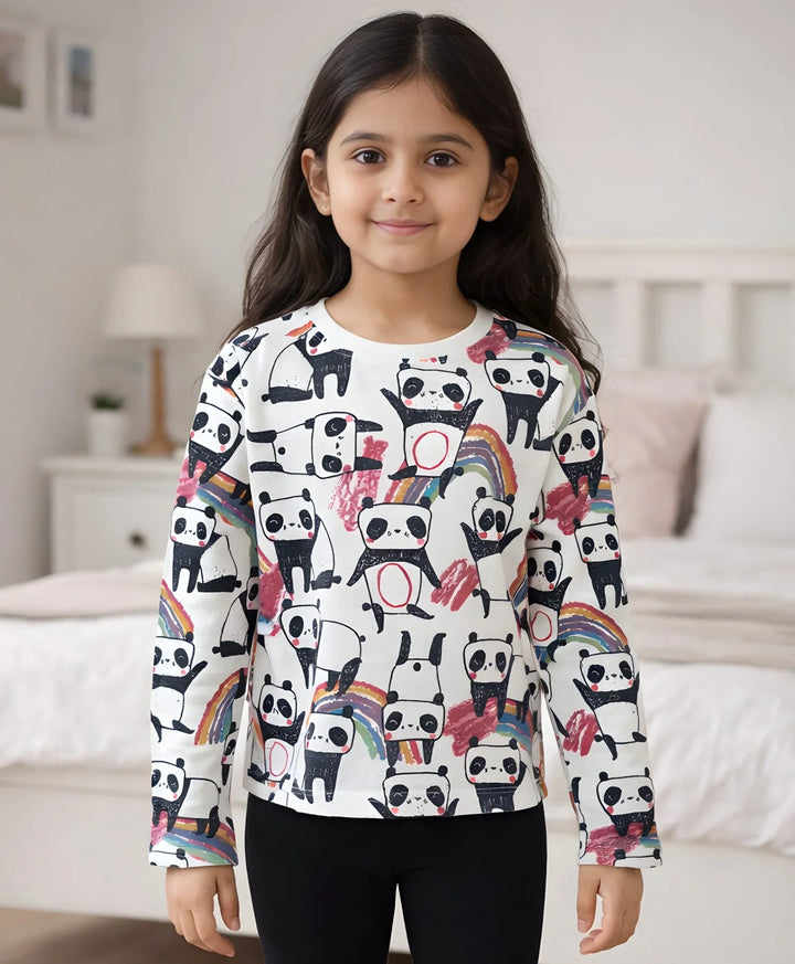 PANDA LONG SLEEVES T-SHIRT - WHITE