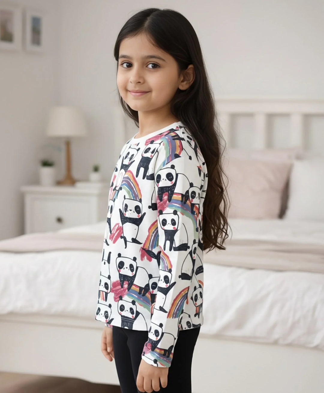 PANDA LONG SLEEVES T-SHIRT - WHITE