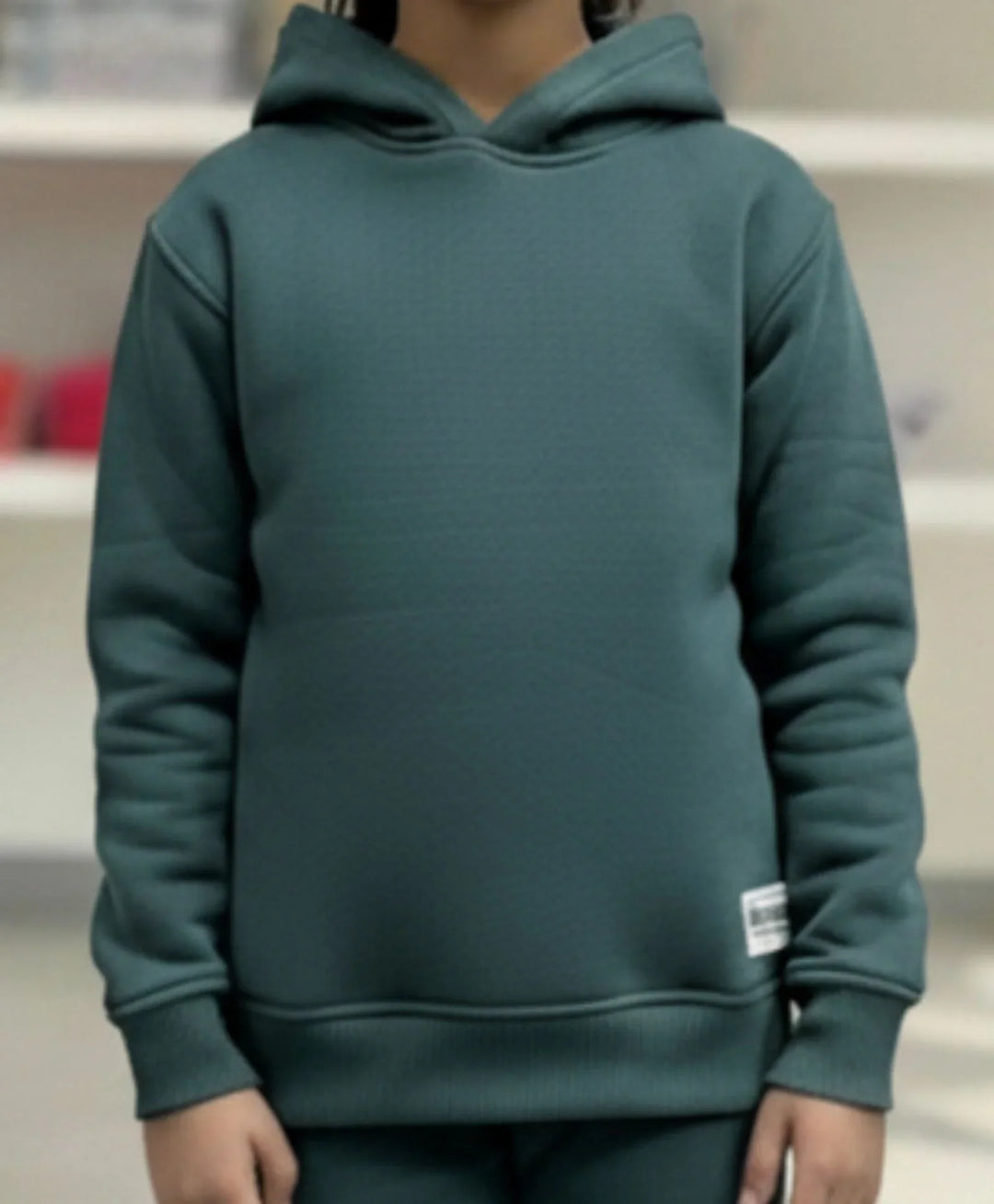 SIMPLE ESSENTIAL GIRLS FLEECE HOODIE - DARK GREEN - Anthrilo 