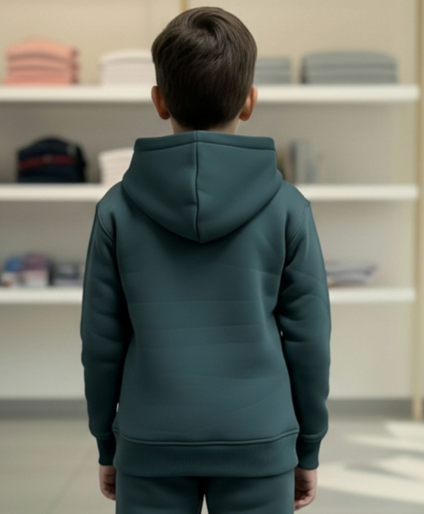 SIMPLE ESSENTIAL BOYS FLEECE HOODIE - DARK GREEN - Anthrilo 
