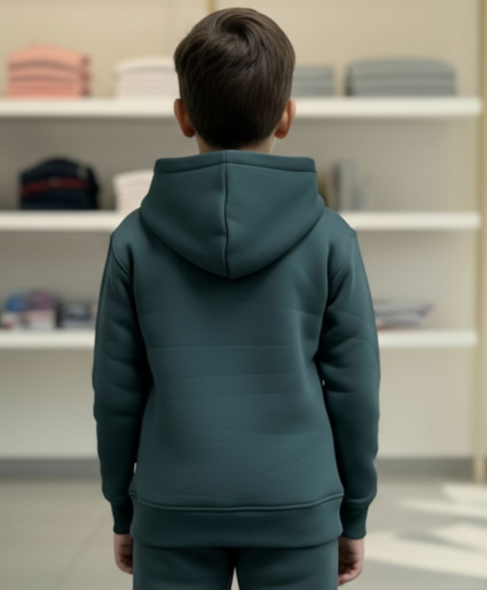 SIMPLE ESSENTIAL BOYS FLEECE HOODIE - DARK GREEN - Anthrilo 