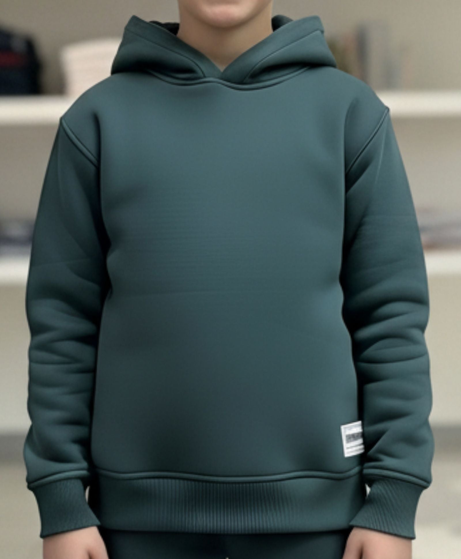 SIMPLE ESSENTIAL BOYS FLEECE HOODIE - DARK GREEN - Anthrilo 