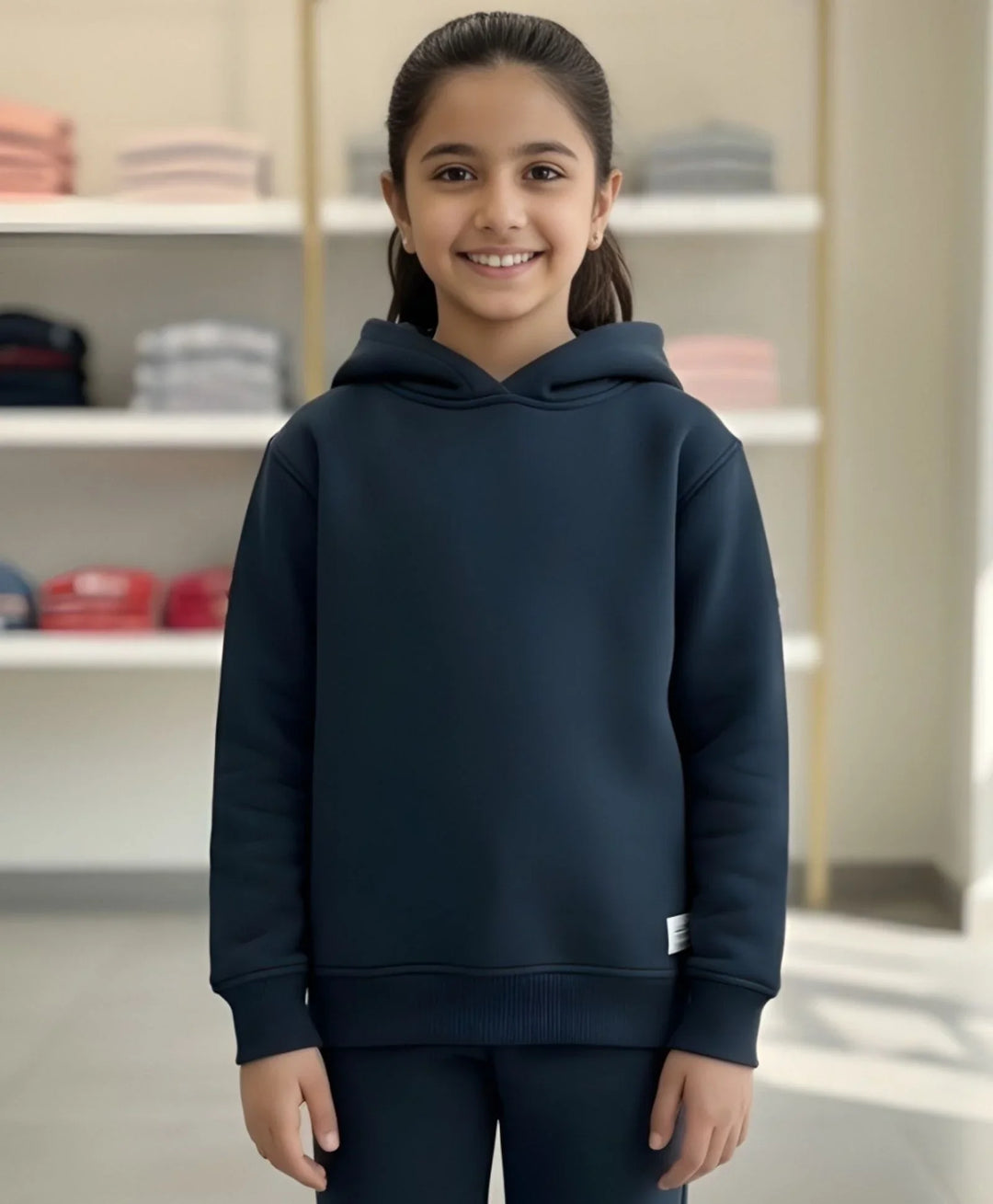 WEARABLE ESSENTIAL GIRLS FLEECE HOODIE - TEAL - Anthrilo 