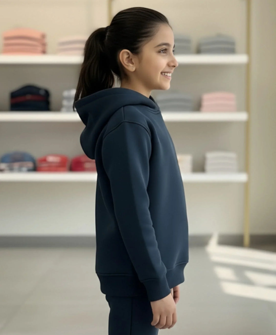 WEARABLE ESSENTIAL GIRLS FLEECE HOODIE - TEAL - Anthrilo 