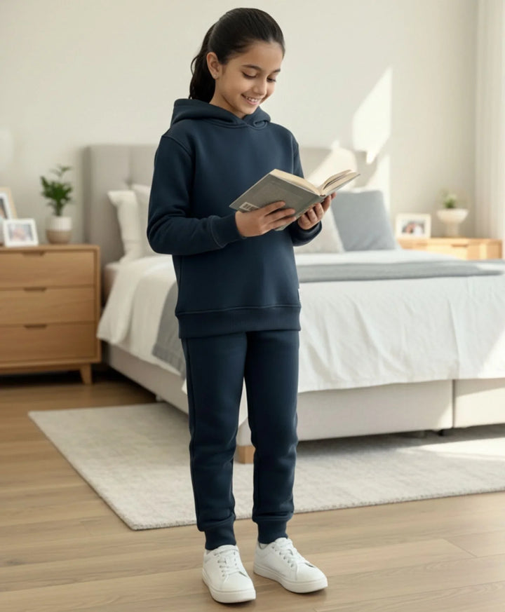 WEARABLE ESSENTIAL GIRLS FLEECE HOODIE - TEAL - Anthrilo 
