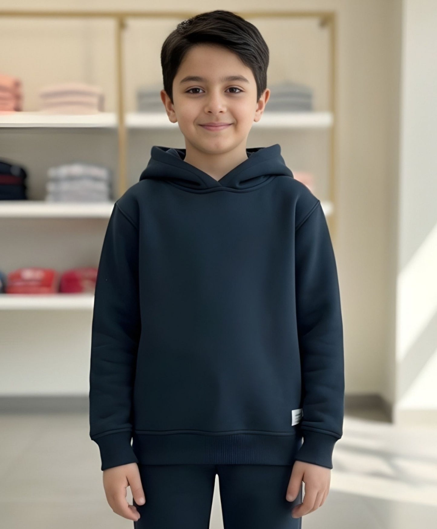 WEARABLE ESSENTIAL BOYS FLEECE HOODIE - TEAL - Anthrilo 