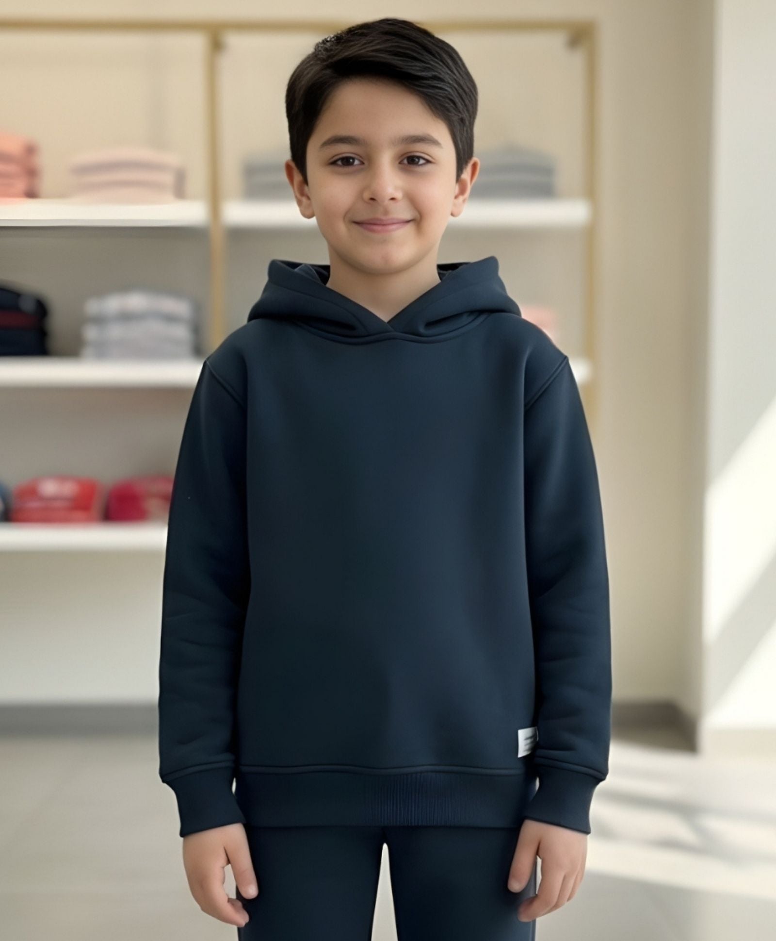 WEARABLE ESSENTIAL BOYS FLEECE HOODIE - TEAL - Anthrilo 