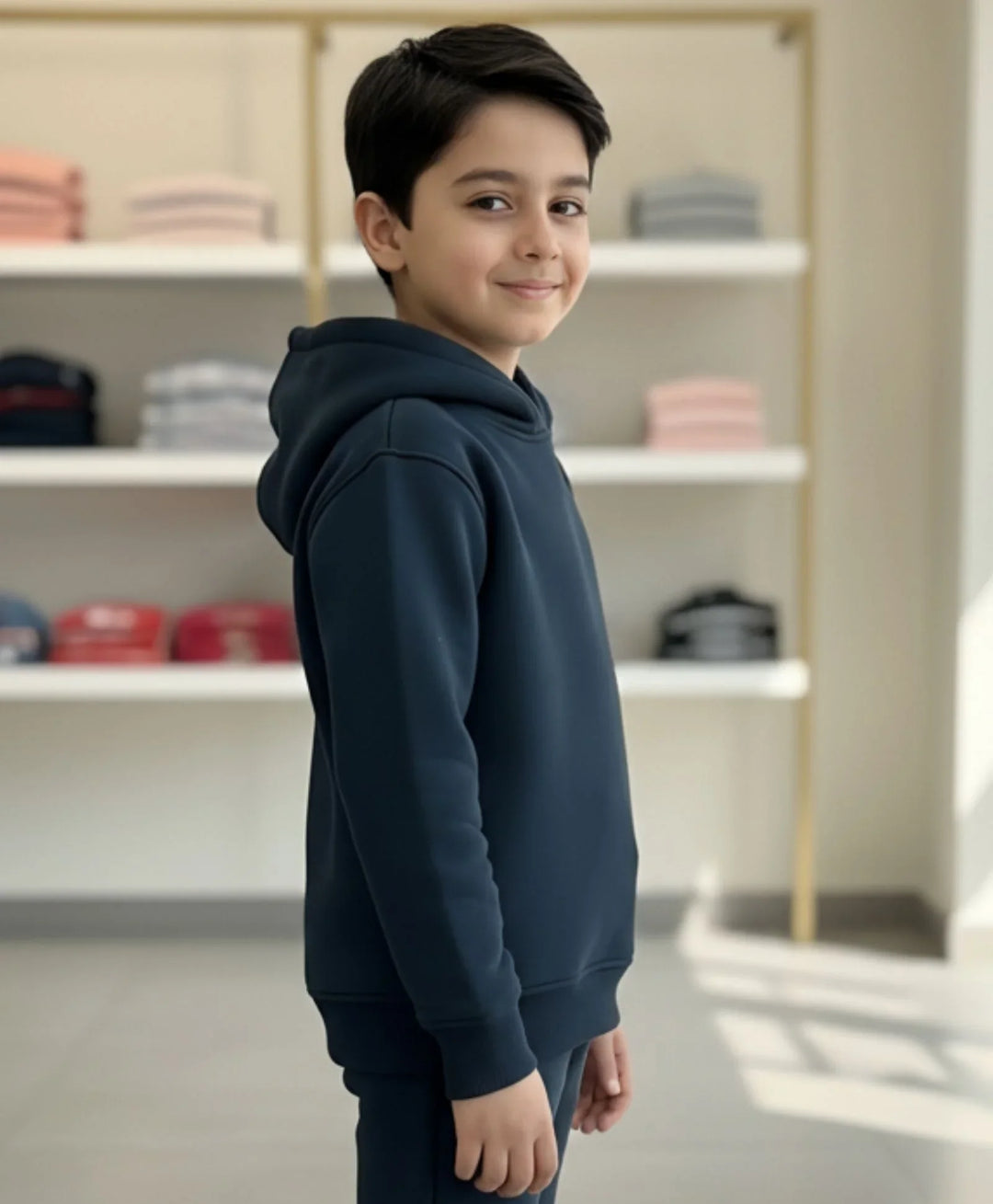 WEARABLE ESSENTIAL BOYS FLEECE HOODIE - TEAL - Anthrilo 