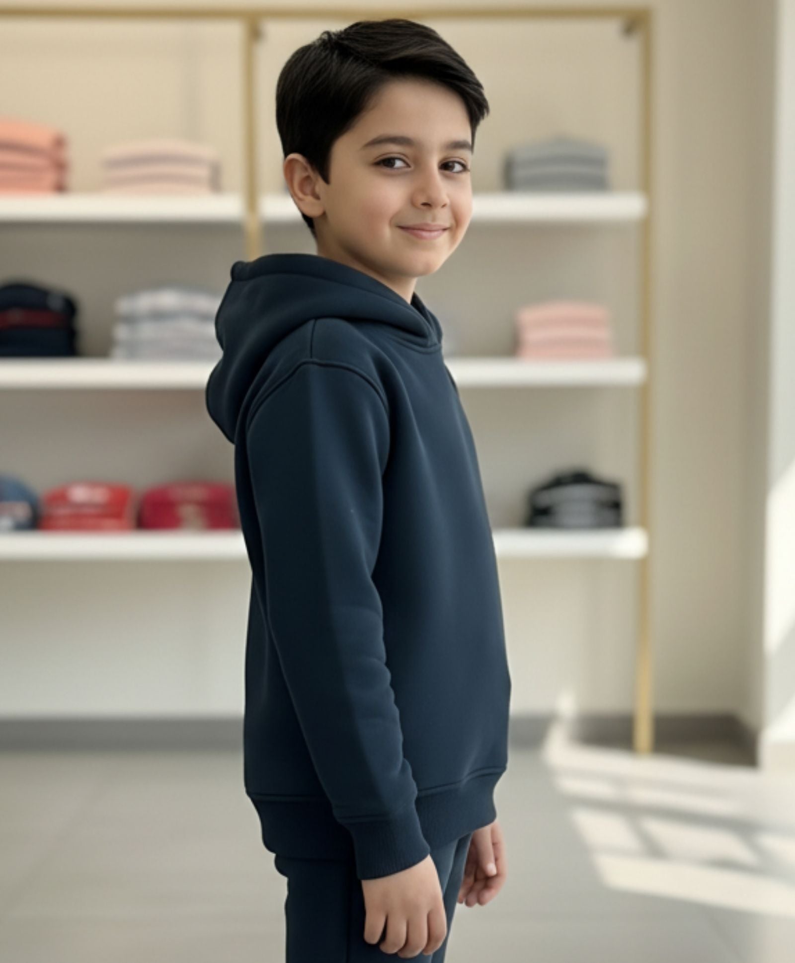 WEARABLE ESSENTIAL BOYS FLEECE HOODIE - TEAL - Anthrilo 