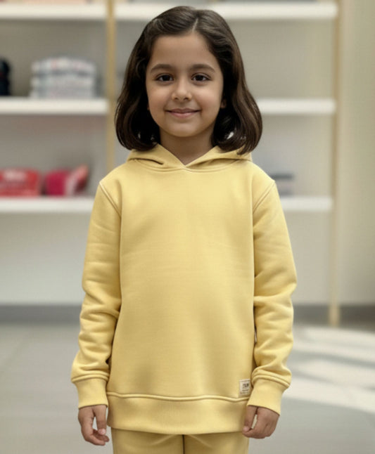 JUST STYLE ESSENTIAL GIRLS FLEECE HOODIE - YELLOW