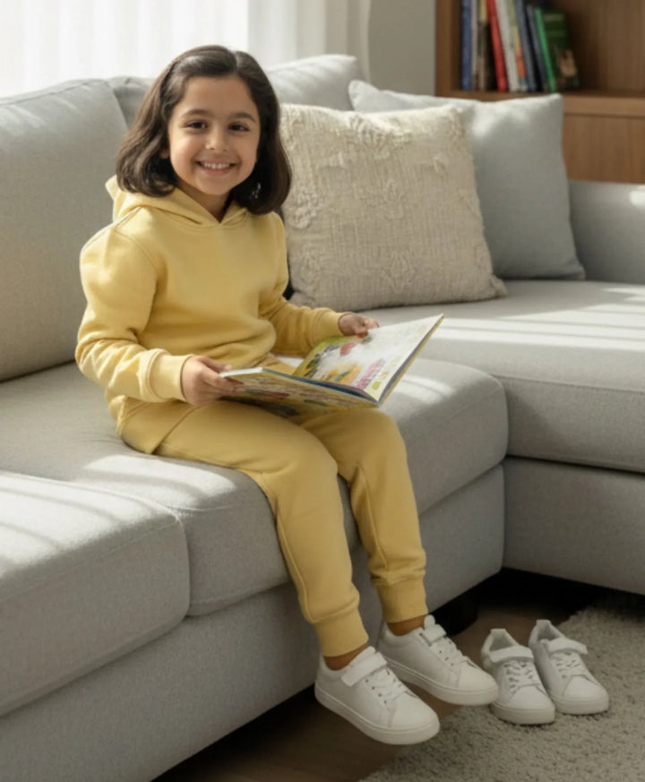 JUST STYLE ESSENTIAL GIRLS FLEECE HOODIE - YELLOW - Anthrilo 