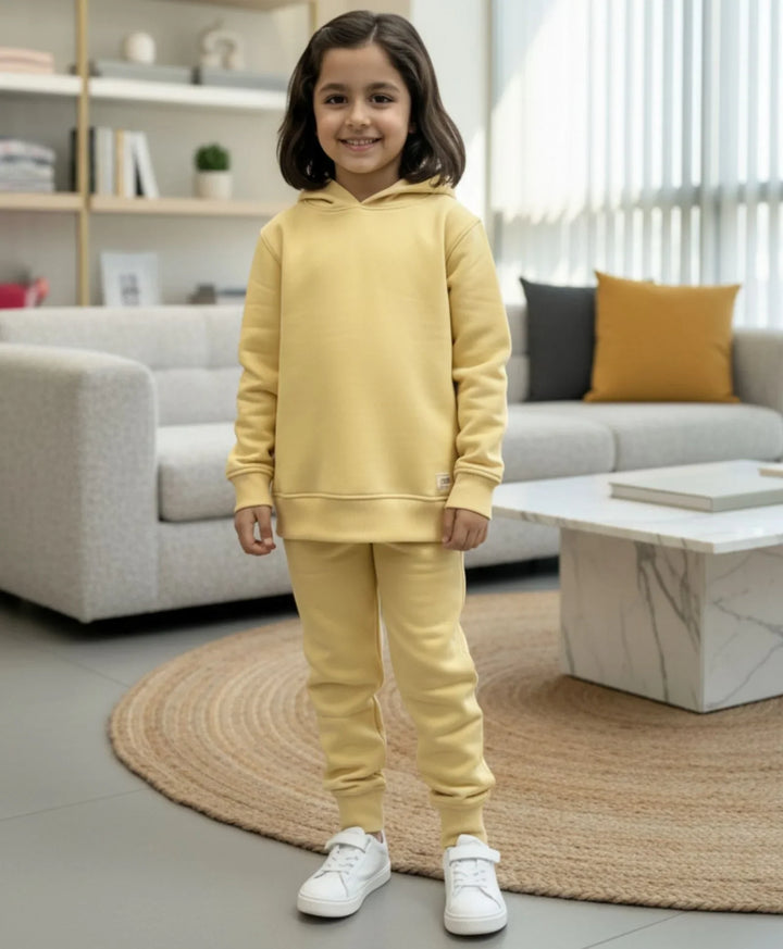 JUST STYLE ESSENTIAL GIRLS FLEECE HOODIE - YELLOW - Anthrilo 