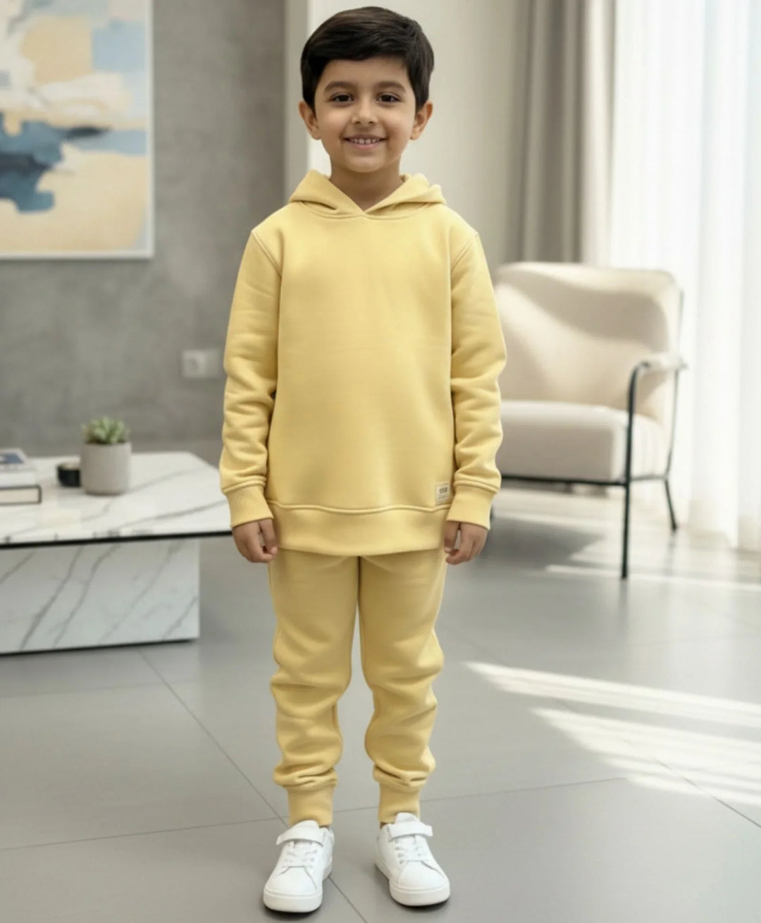 JUST STYLE ESSENTIAL BOYS FLEECE HOODIE - YELLOW - Anthrilo 