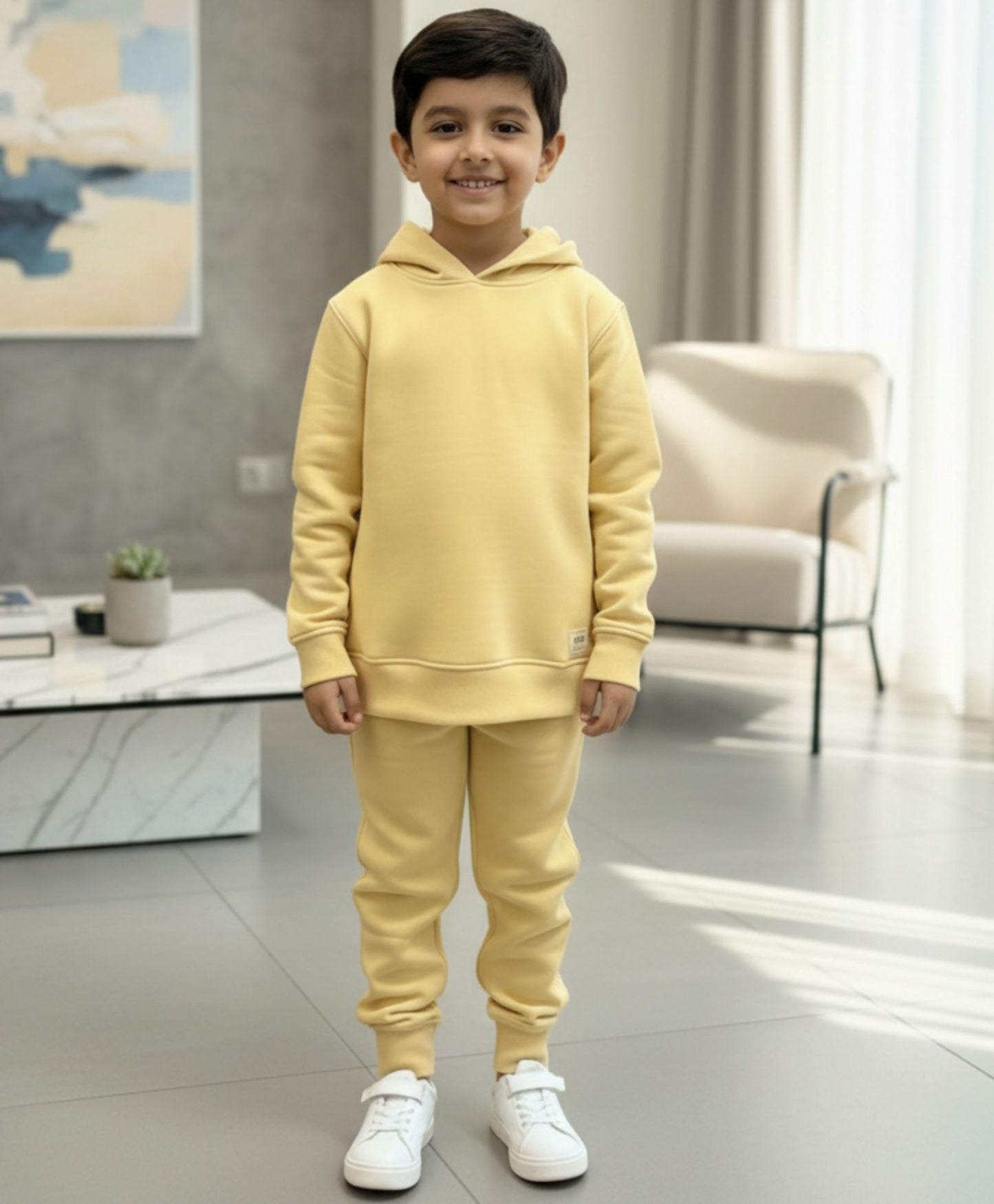 JUST STYLE ESSENTIAL BOYS FLEECE HOODIE - YELLOW