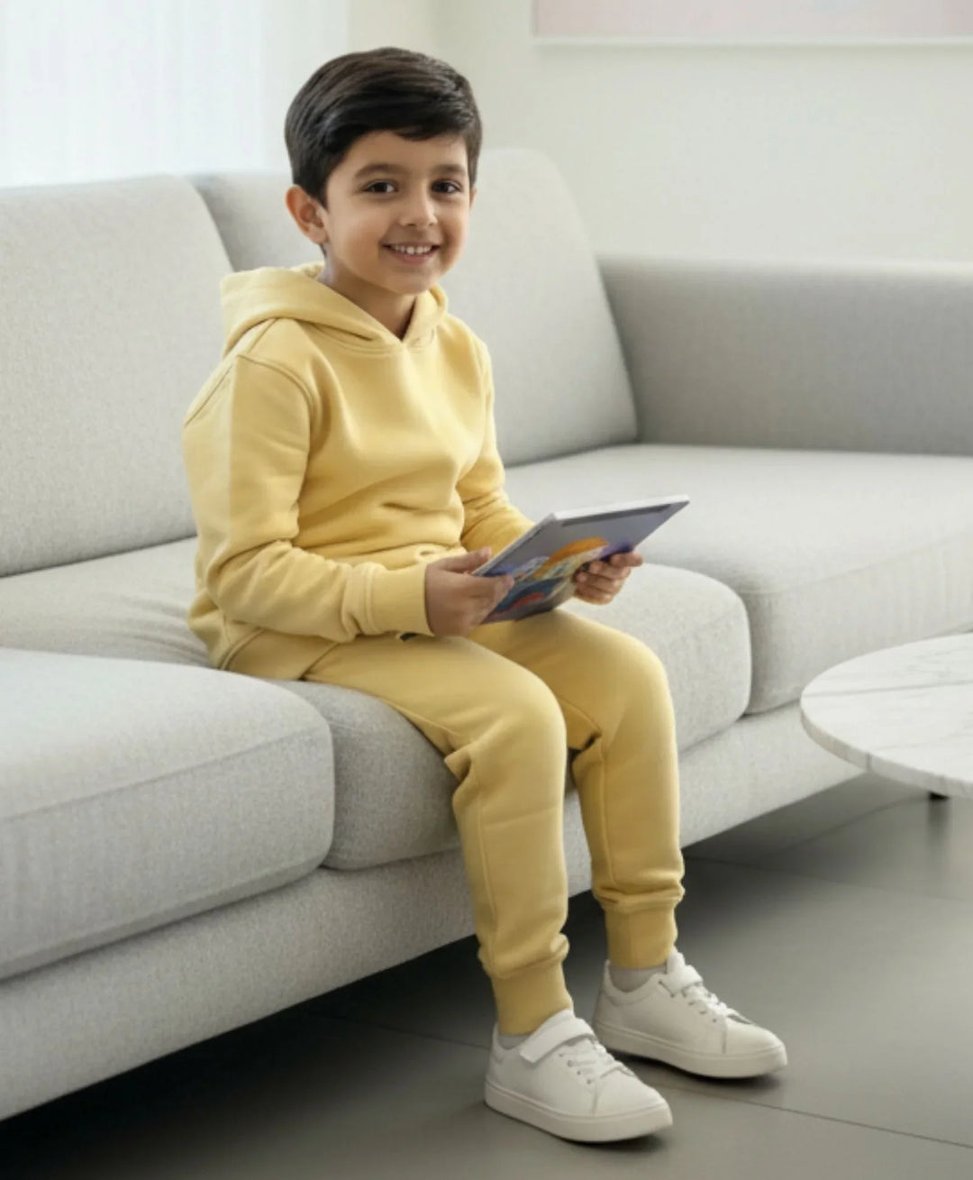 JUST STYLE ESSENTIAL BOYS FLEECE HOODIE - YELLOW - Anthrilo 
