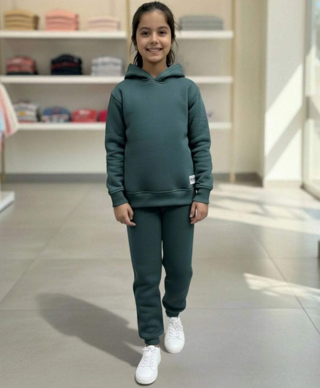 SIMPLE ESSENTIAL GIRLS FLEECE JOGGER - DARK GREEN - Anthrilo 