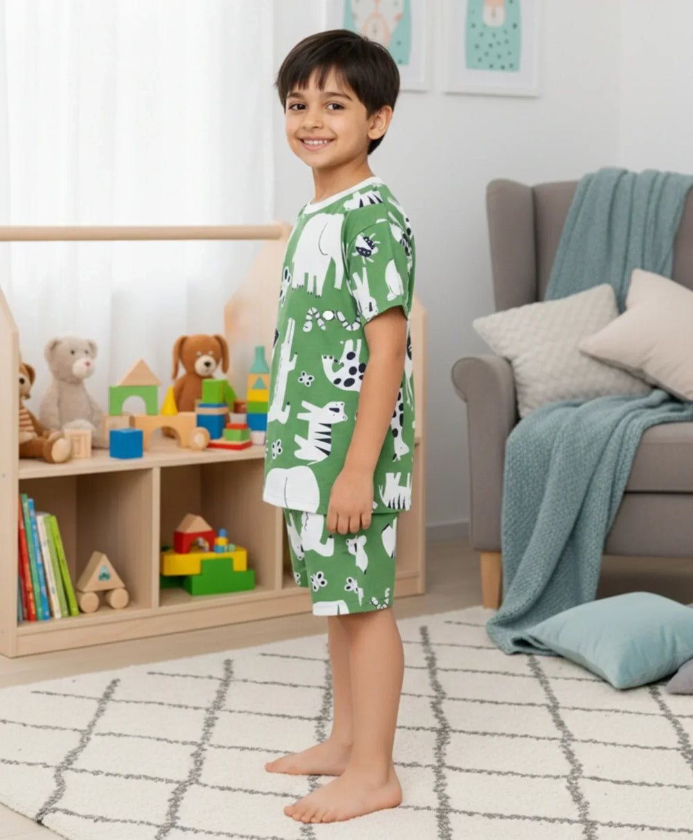 ANIMAL GREEN SLEEPWEAR SHORT SET - GREEN - Anthrilo 