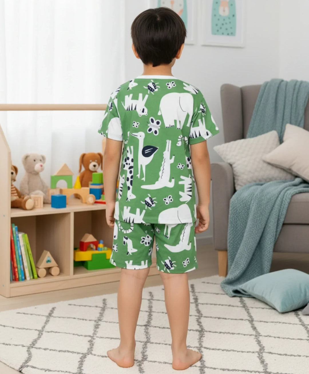 ANIMAL GREEN SLEEPWEAR SHORT SET - GREEN - Anthrilo 