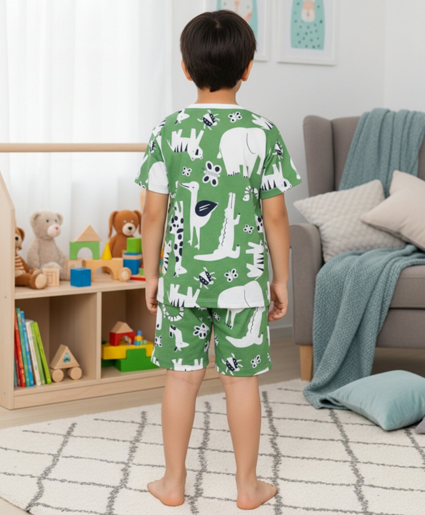 ANIMAL GREEN SLEEPWEAR SHORT SET - GREEN