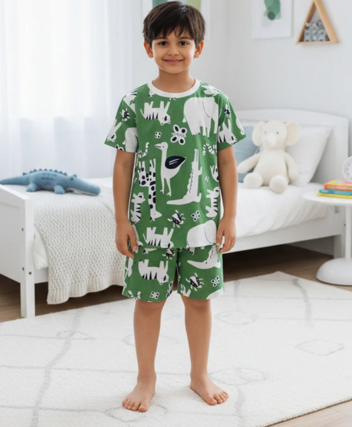 ANIMAL GREEN SLEEPWEAR SHORT SET - GREEN - Anthrilo 